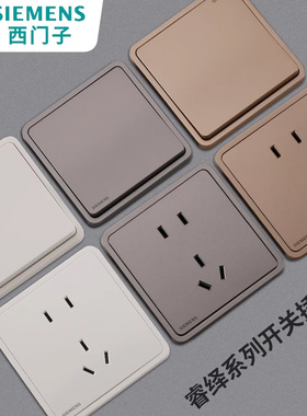 西门子睿绎86型开关插座面板一开5五孔双控暗装家用usb星辉银灰色