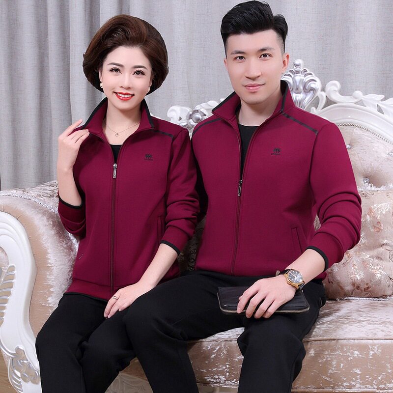 中老年运动套装春秋季情侣装男女休闲卫衣运动服两件套爸爸妈妈装