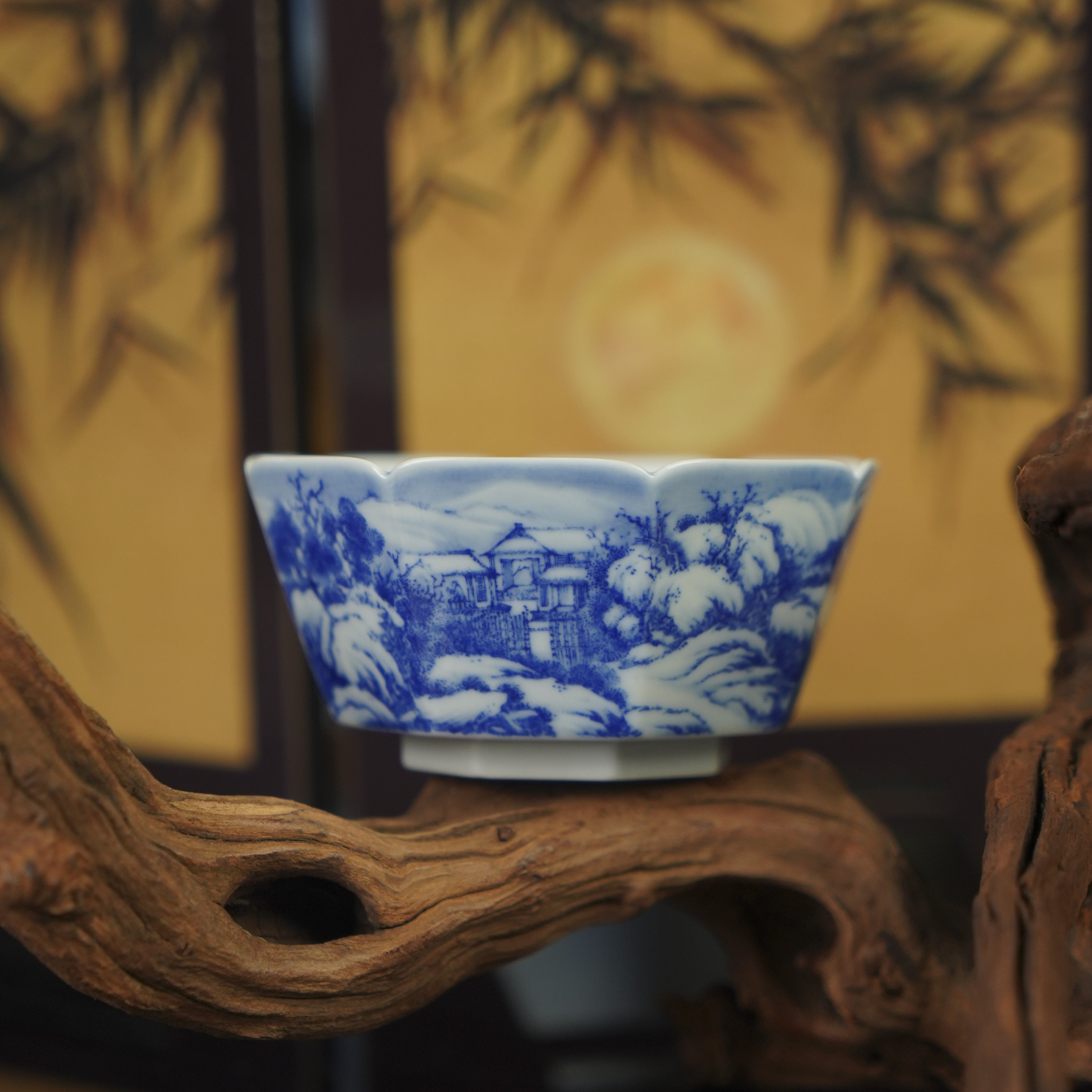 （精选）云山片玉子玉雪景矮八方杯景德镇陶瓷高端茶具