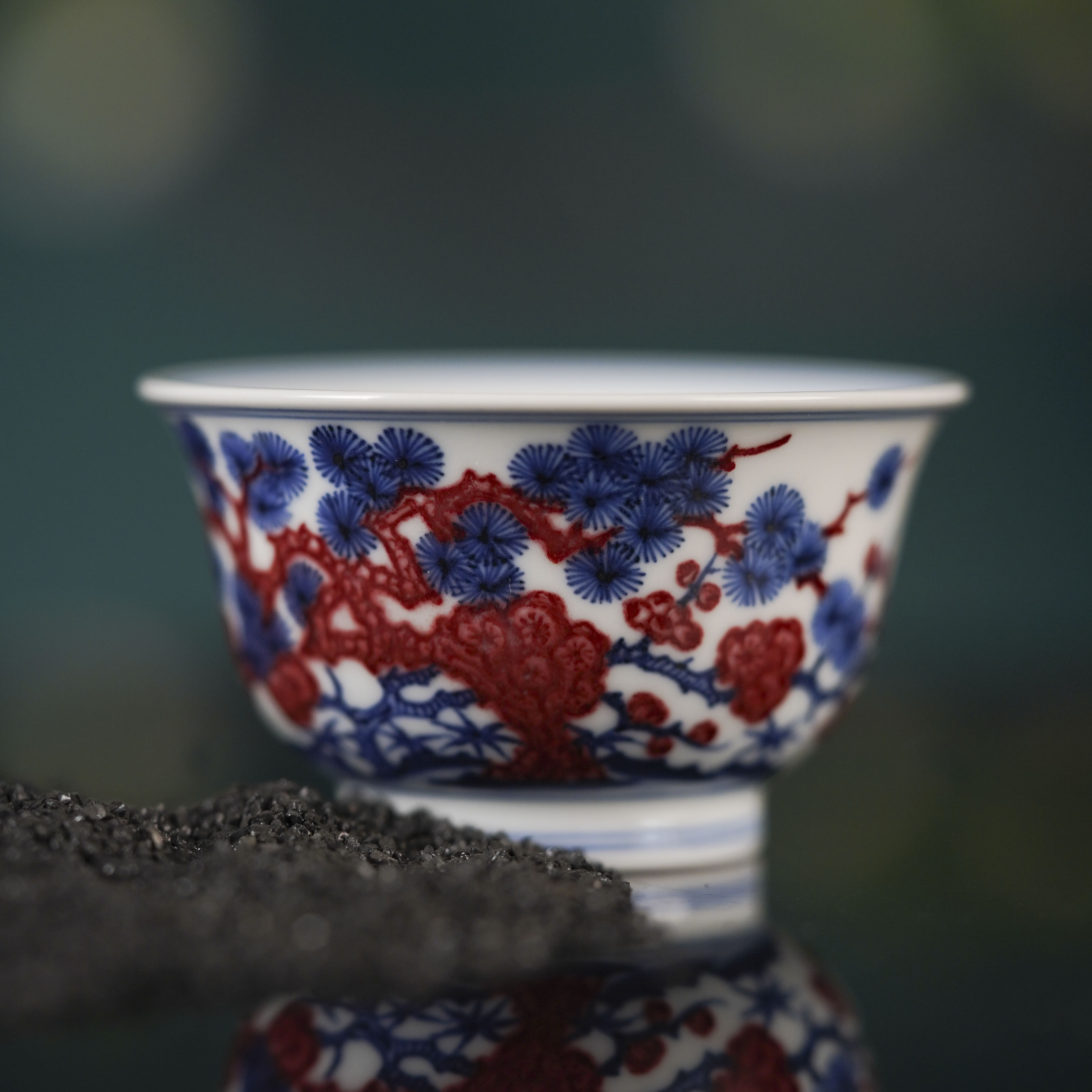 （精选)片云晚谷釉里红松竹梅若深杯景德镇陶瓷高端茶具