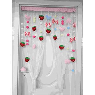 卡通门帘免打孔草莓装饰帘家用创意可爱挂帘学生宿舍挂饰成品新款
