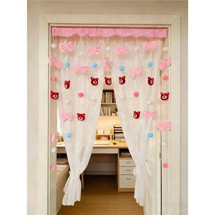 卡通门帘免打孔草莓熊艺装饰帘家用创意可爱挂帘学生宿舍挂饰成品