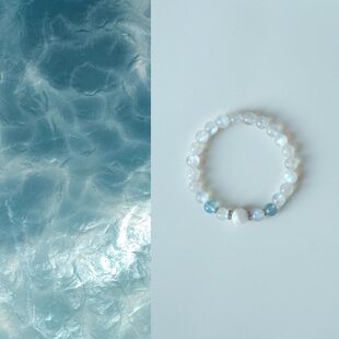 原创中式 天然蓝月光蓝玉髓水晶手串招财女生礼物女首饰批发