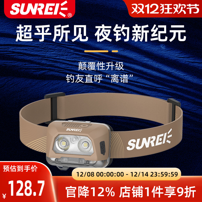 山力士星光500夜钓头灯IPX6远射超长续航锂电户外探索无极调光灯