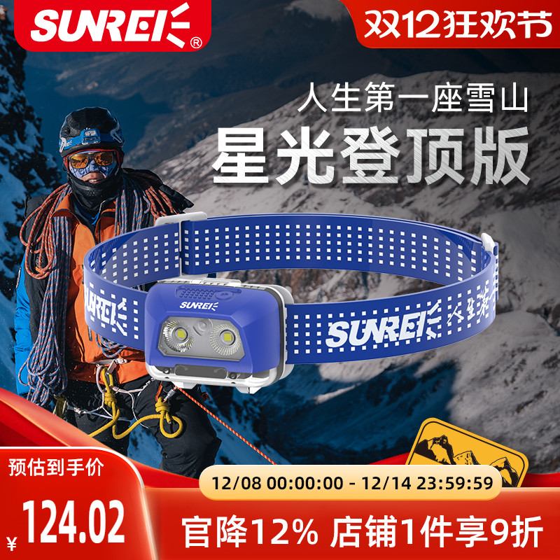 山力士星光登顶版头灯户外登山头戴挂脖式夜跑野跑夜钓锂电头灯