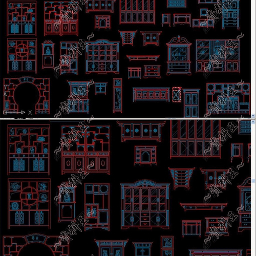 明清古典中式家具CAD施工图立面图模块月亮门博古架书柜供桌酒柜