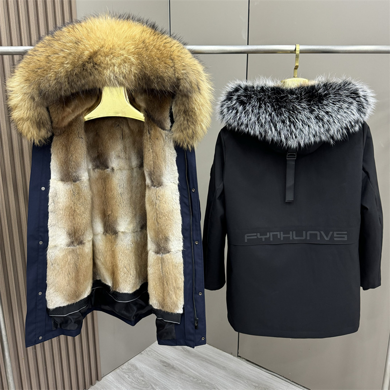 派克服男款貂内胆皮毛一体冬季新款中长款海宁真皮草外套加厚大衣
