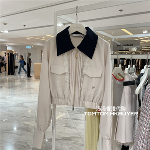 香港正品代购 Self Portrait 25秋冬拼色蕾丝拉链夹克短外套