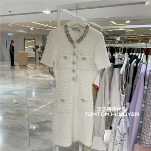 香港正品代购 Self Portrait 25秋冬 收腰半系扣V领连衣裙