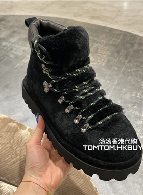 香港正品代购 Pedder red 25秋冬 绒面皮拼接平底及踝短靴