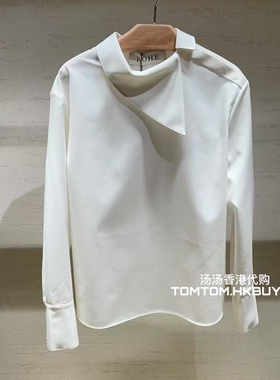 年终折扣 香港正品代购 Rohe 25春夏 不对称侧翻领设计长袖上衣