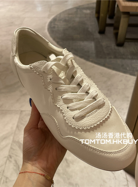 香港正品代购 Pedder red 25春夏 皮夹系带平底小白鞋