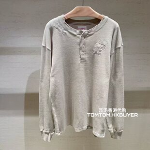 补丁半系扣圆领长袖 香港正品 25秋冬 KAMIYA T恤 代购