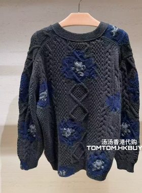 香港正品代购 Barrie 25秋冬 印花宽松V领长袖针织开衫