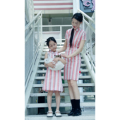 母女装 甜美条纹亲子装 改良旗袍连衣裙女童夏季 26夏新中式