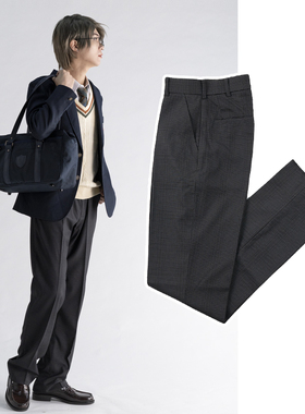 【无为工坊】黑灰暗纹千鸟格 正统DK制服裤子男女直筒格子裤