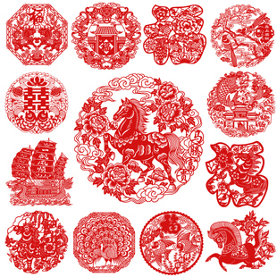 2026年马年蔚县剪纸窗花玻璃贴手工宣纸春节喜庆用品装饰画过年用