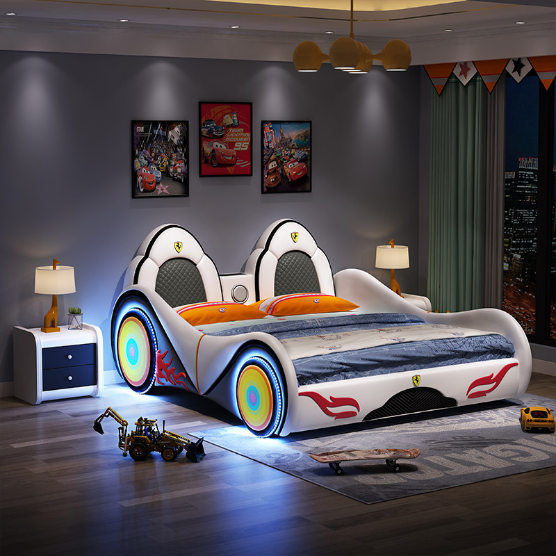 儿童床汽车床男孩款卧室单人床软包真皮床网红儿童床1.5米1.8米,住宅家具,儿童床/儿童抽拉床,淘宝优惠券,粉丝福利购,淘宝优惠卷
