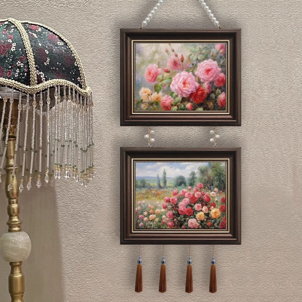 玫瑰花装饰画欧式美式客厅沙发背景墙壁画鲜花挂画小众艺术花卉画图片