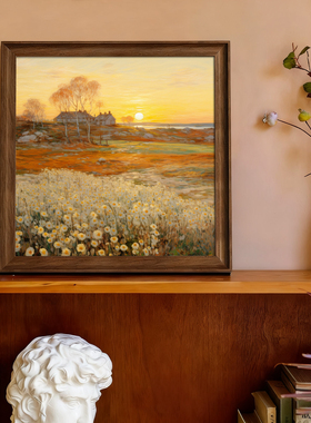 印象派风景油画装饰画客厅沙发背景墙壁挂画书房自然风光画小众