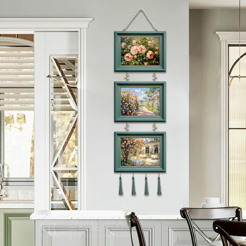 法式春天玫瑰园风景组合装饰画