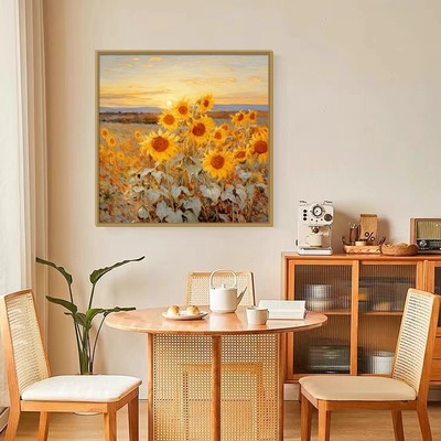 向日葵田园治愈系挂画客厅餐厅画