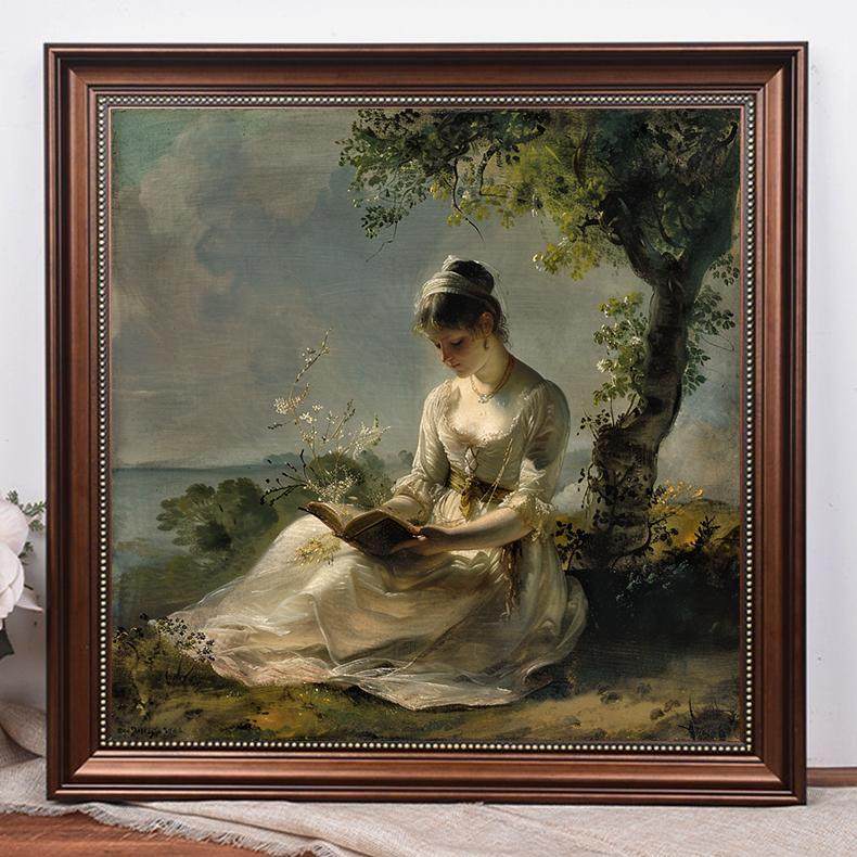 法式读书人物装饰画复古客厅玄关画卧室欧式餐厅壁画挂画小众油画,家居饰品,现代装饰画,淘宝优惠券,粉丝福利购,淘宝优惠卷