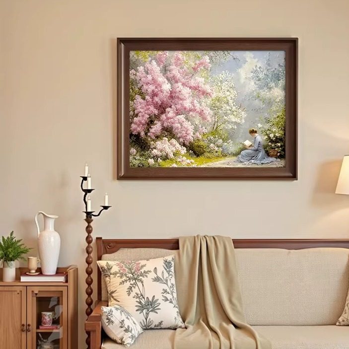 法式风景画春天花海古典浪漫挂画客厅沙发背景墙壁框画欧式小众,家居饰品,版画,淘宝优惠券,粉丝福利购,淘宝优惠卷