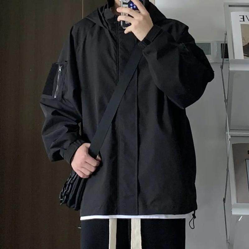 魔术贴冲锋衣男士春秋潮牌工装运动连帽外套ins潮流宽松休闲夹克