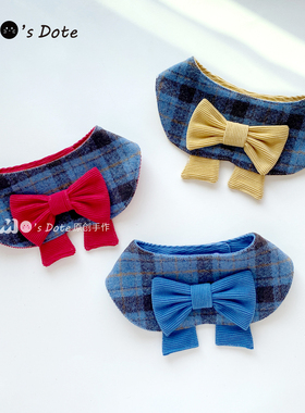 原创高级猫咪过年围脖新年宠物口水巾冬款狗狗围脖新年装饰