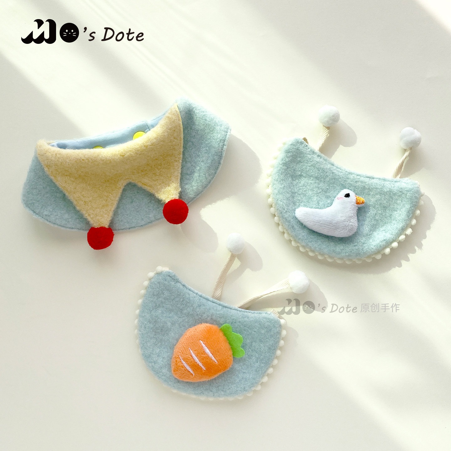 手工宠物口水巾布偶小猫咪围脖可爱卡通围巾中小型犬泰迪狗狗围兜