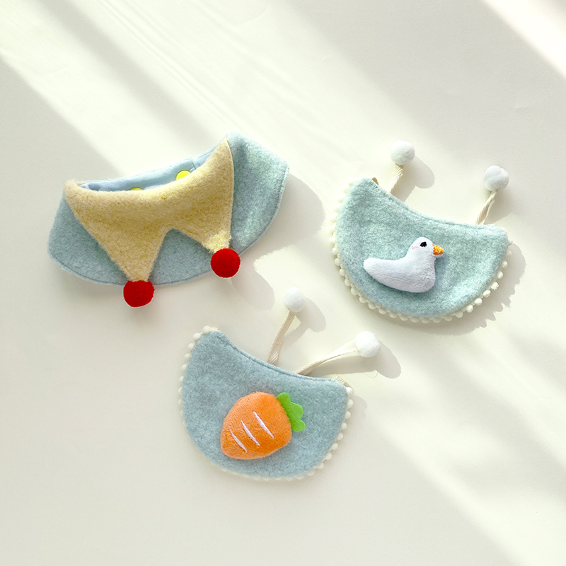 手工宠物口水巾布偶小猫咪围脖可爱卡通围巾中小型犬泰迪狗狗围兜