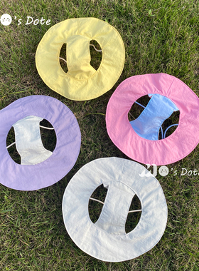 原创宠物户外遮阳帽子户外出游太阳帽狗狗渔夫帽子露耳朵猫咪帽子