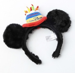 小熊迪士尼发箍米奇生日蛋糕帽子款发箍米妮老鼠毛绒派对头箍头饰