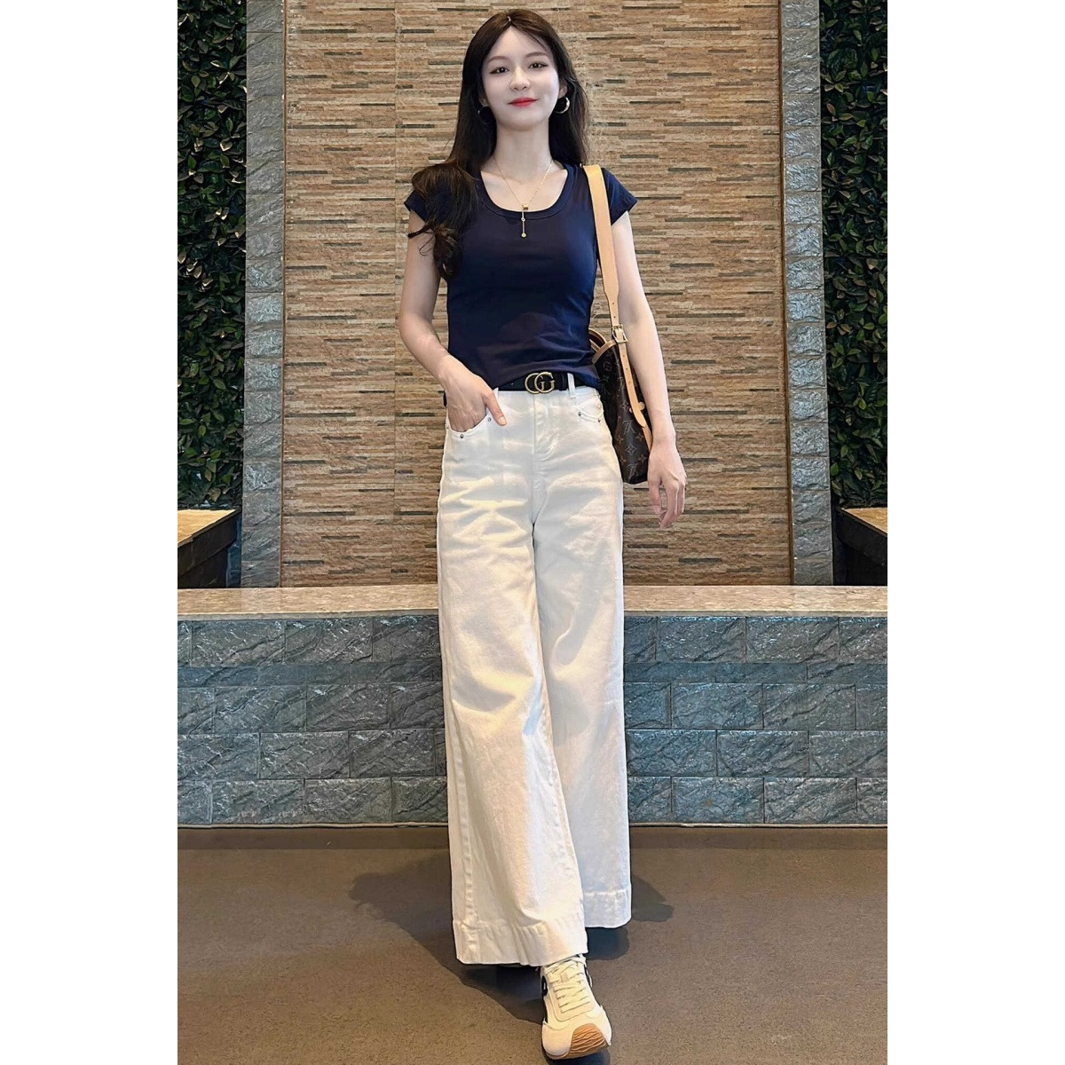 减龄短袖T恤休闲阔腿裤两件套