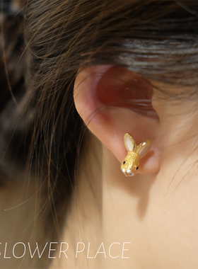 森林有只兔子 珐琅兔子森系耳钉 银针小众日系风