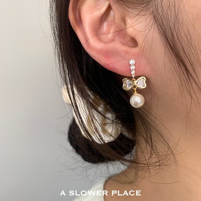小众法式设计高亮施家珍珠耳环
