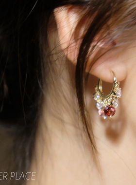 A SLOWER PLACE星光摇曳 灵动水滴皓石彩色耳环 主角光环镀14k金