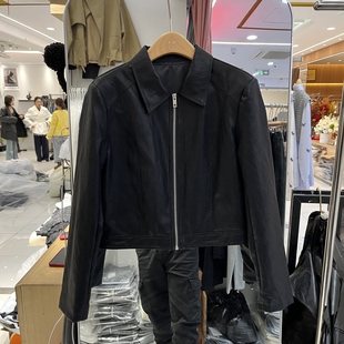 百搭韩版 欧洲站2026春季 皮衣欧货时尚 女士翻领拉链短款 外套潮 新款