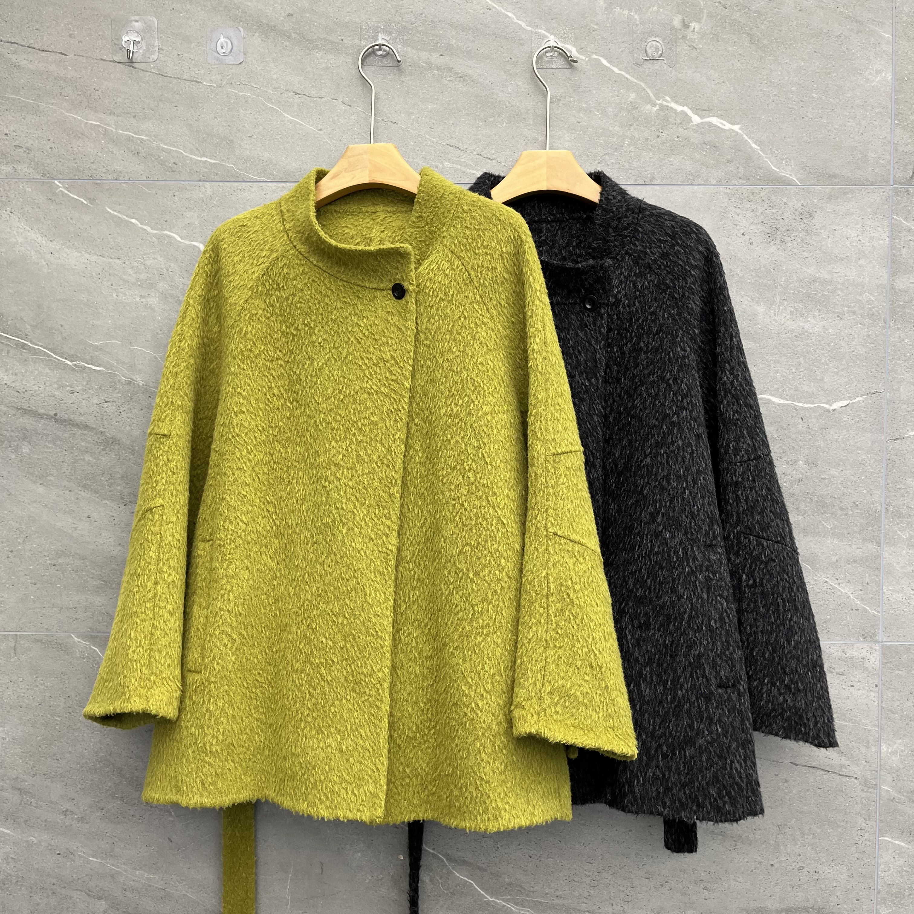 欧洲站2025冬季新款女士立领一粒扣苏丽羊驼贝贝绒双面羊绒大衣潮