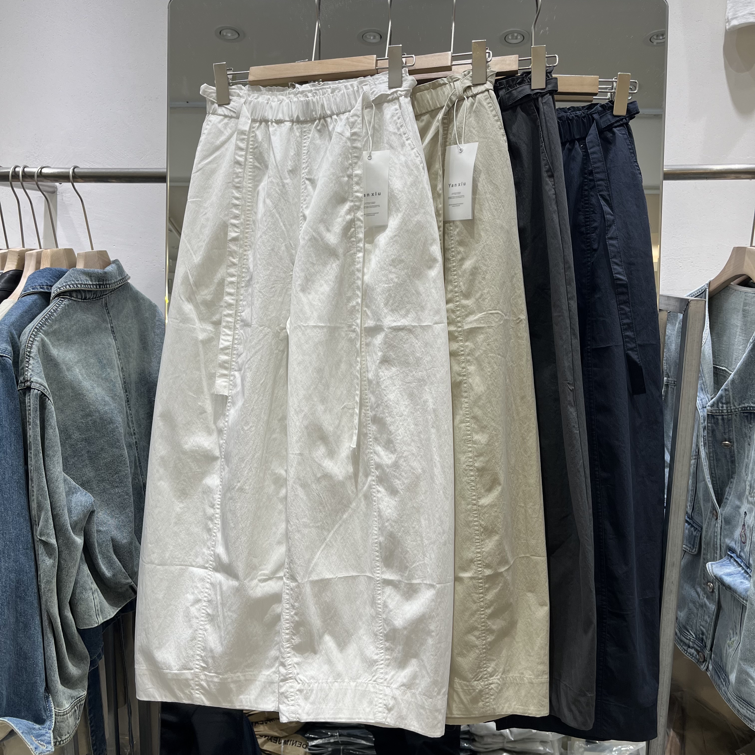 欧洲站2026春季新款女士松紧腰绑带韩版阔腿休闲裤欧货时尚九分裤