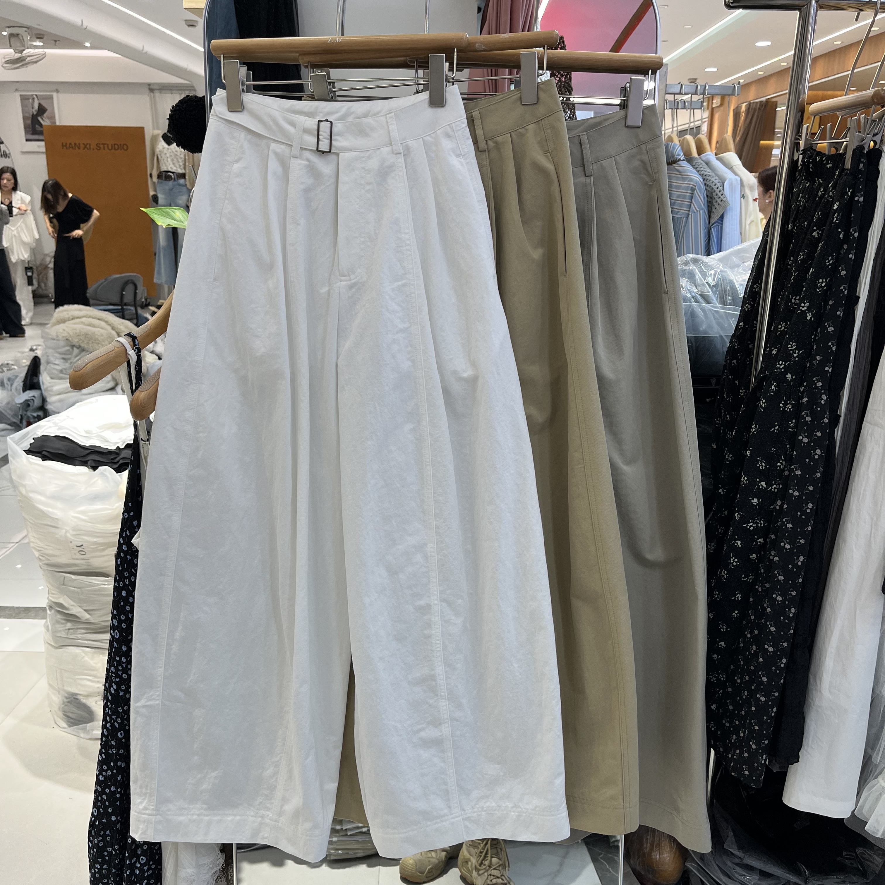 欧洲站2026春季新款女士高腰纯色阔腿休闲裤欧货时尚百搭显瘦长裤