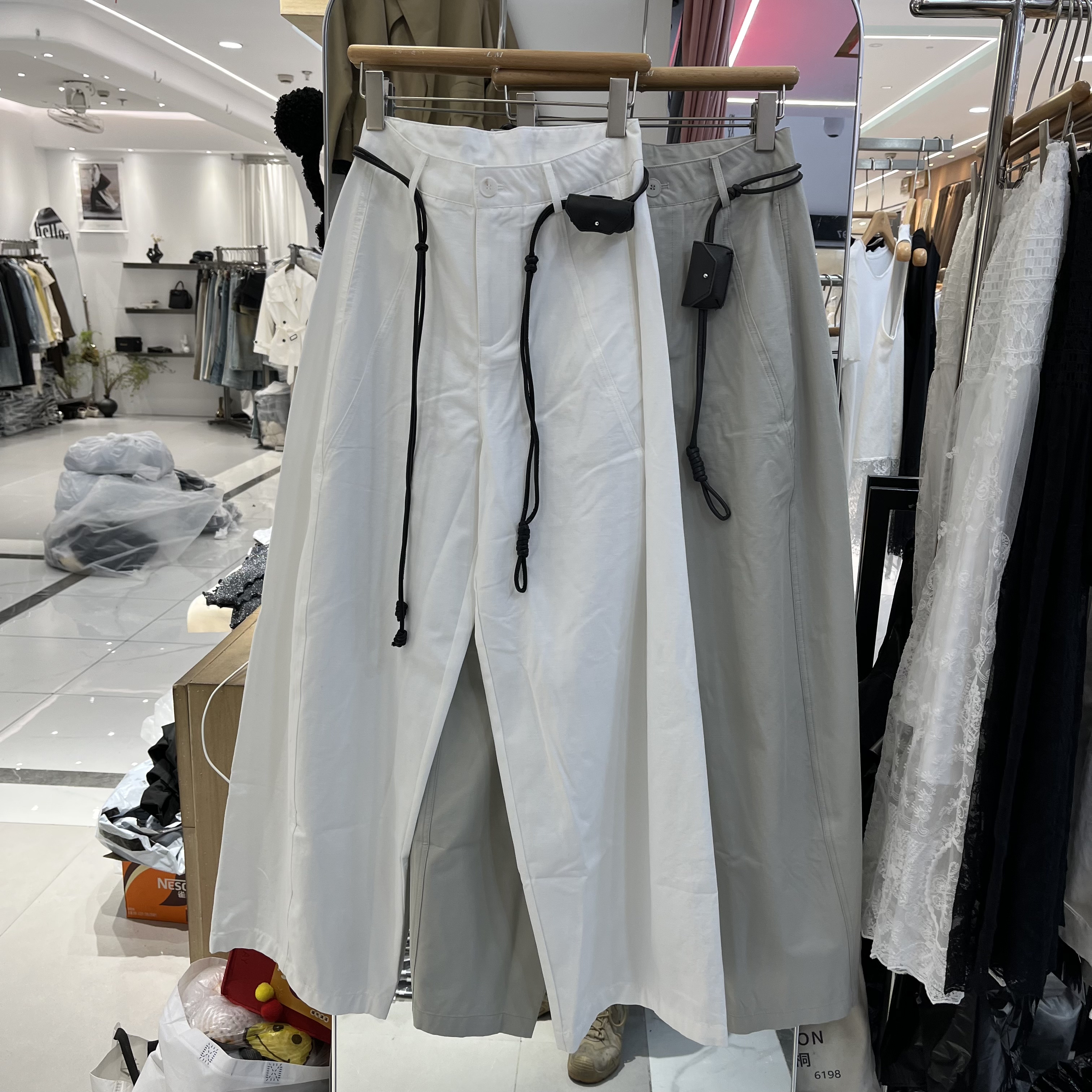 欧洲站2026春季新款女士高腰纯色阔腿休闲裤欧货时尚宽松显瘦长裤