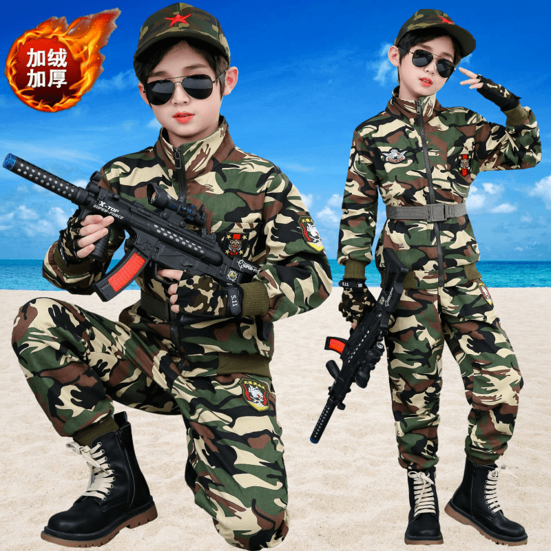 儿童迷彩服套装男童特种兵衣服战狼小孩当兵纯棉春秋装童装服装冬