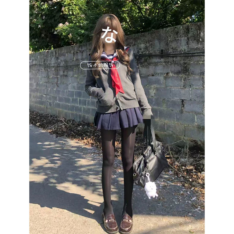 原创JK制服针织衫学院风穿搭开衫长袖毛衣外套基础款水手服一整套