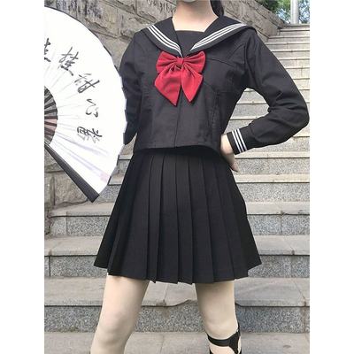 套装原创JK制服基础款水手服绀色黑色日系校服学院风百搭JK裙短裙