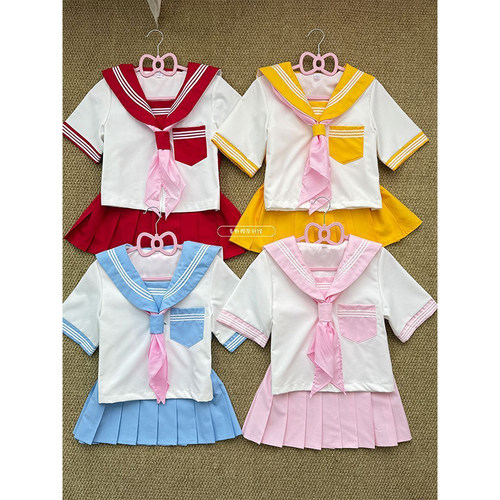 彩虹战队水手服日系新品JK制服学院海军领甜美清新套装校供百褶裙