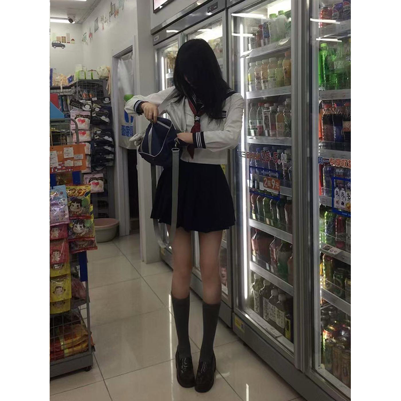 原创jk制服夏款正版水手服长短袖衬衫上衣日系学院风中间服JK裙