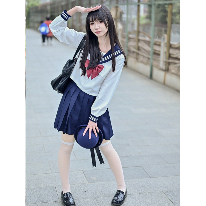 JK制服套装水手服长袖绀三本衬衫百搭绀色JK裙2025春秋新款校供感