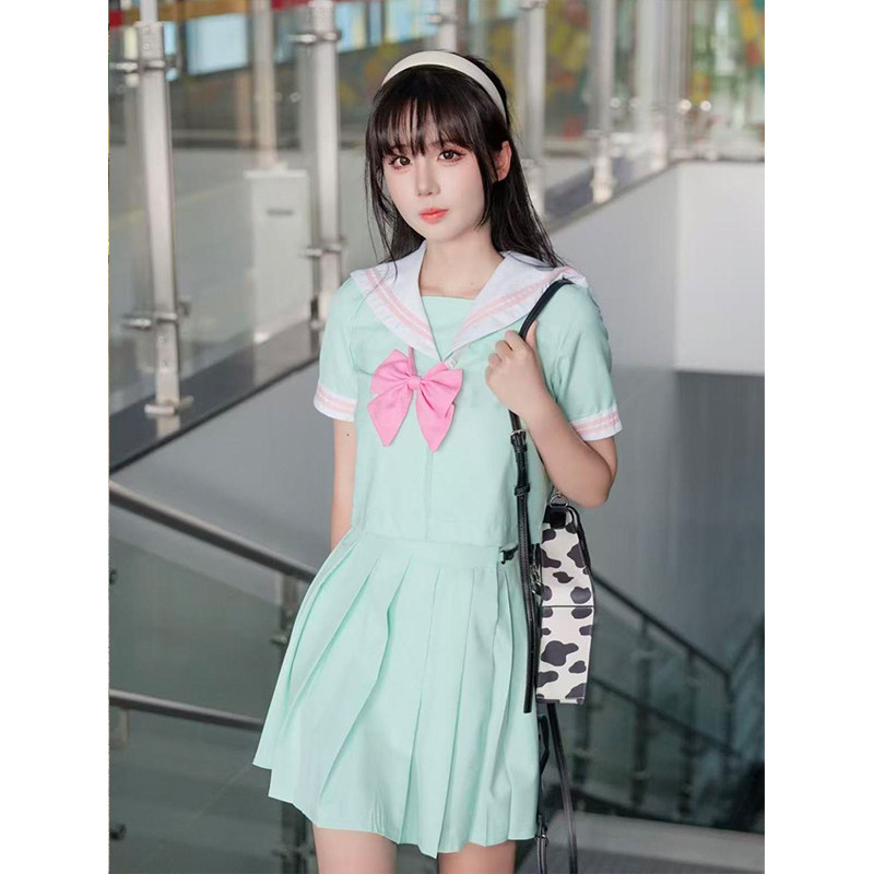 学院少女软妹可爱小个子制服中间短袖风日系JK水手服套裙套装